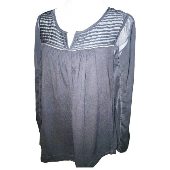 Lucky Brand Sheer Long Sleeve Blouse Black size small - Picture 1 of 5